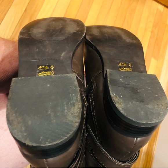 Call It Spring Size 7 Dark Chocolate Brown Knee High Full inside zipper Buckles - Picture 10 of 16